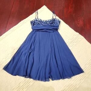 BCBGMaxAzria Blue Dress with Silver Accents